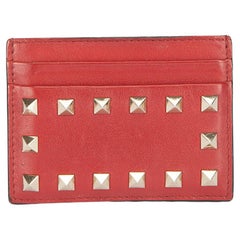 Valentino Women's Red Leather Rockstud Cardholder