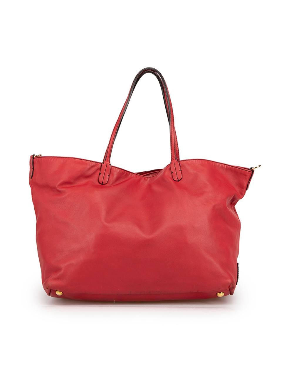 Valentino Women's Red Leather Rose Petal Tote In Good Condition In London, GB