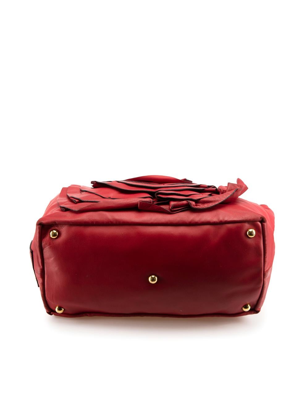 Valentino Women's Red Leather Rose Petal Tote 1