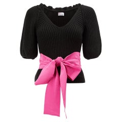 Valentino Women's Red Valentino Black & Pink Ribbon Tie Detail Knit Top