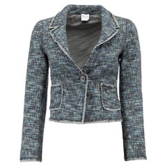Valentino Women's Red Valentino Blue Tweed Cropped Blazer