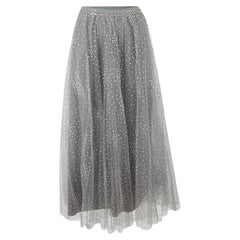 Valentino Women's Red Valentino Grey Glitter Midi Skirt