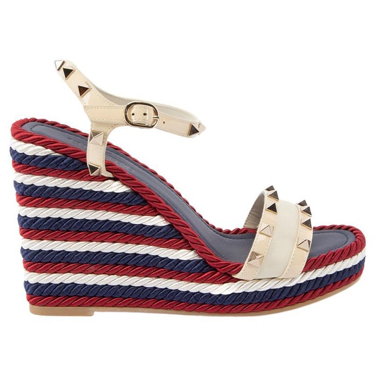 Valentino Women's Rope Accent Rockstud Wedges For Sale at 1stDibs