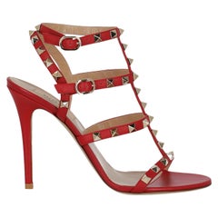 Valentino Women's Sandals Red Leather Size IT 41