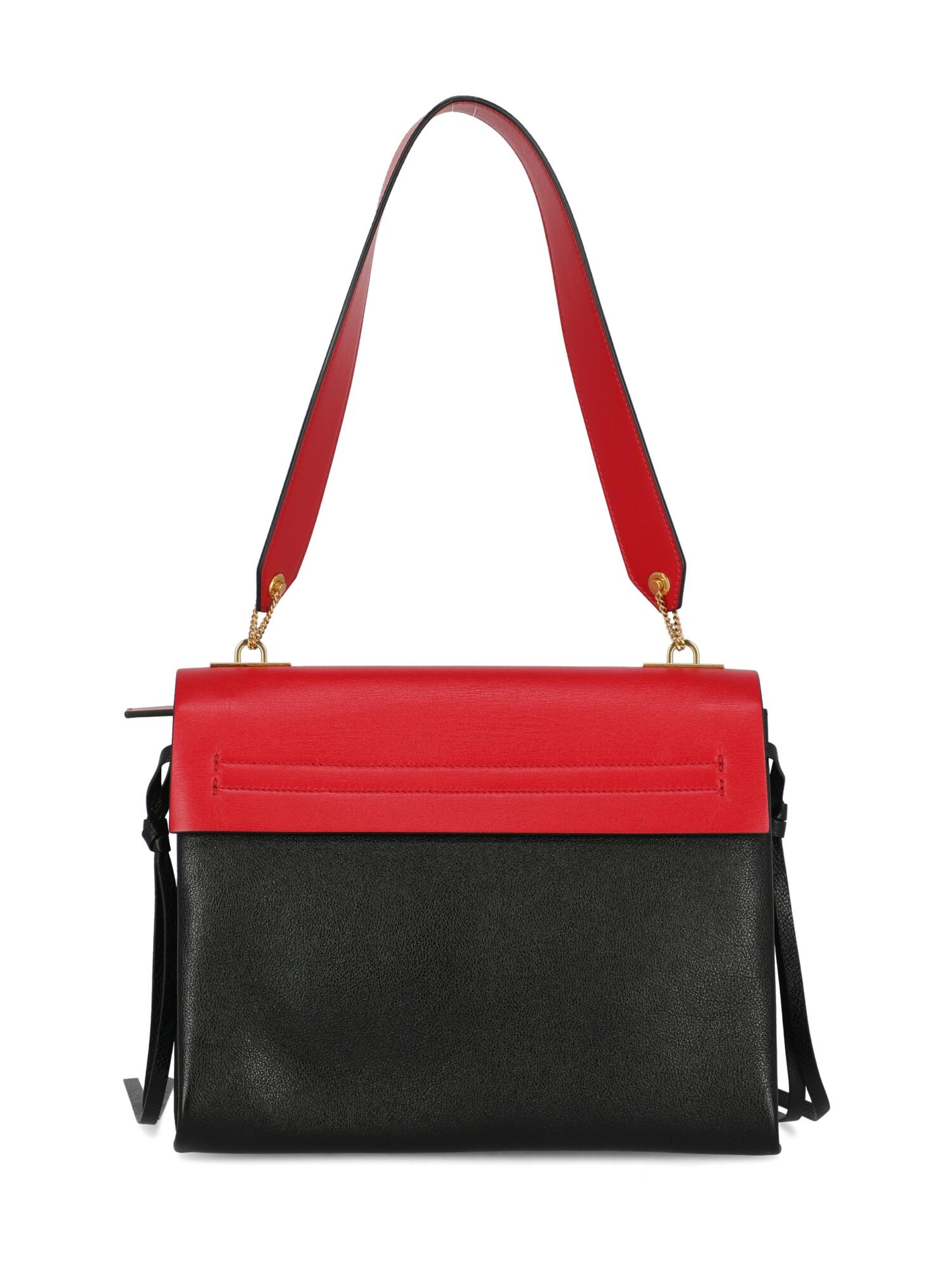 Valentino Women's Shoulder Bag V-Ring Black/Red Leather In Excellent Condition For Sale In Milan, IT