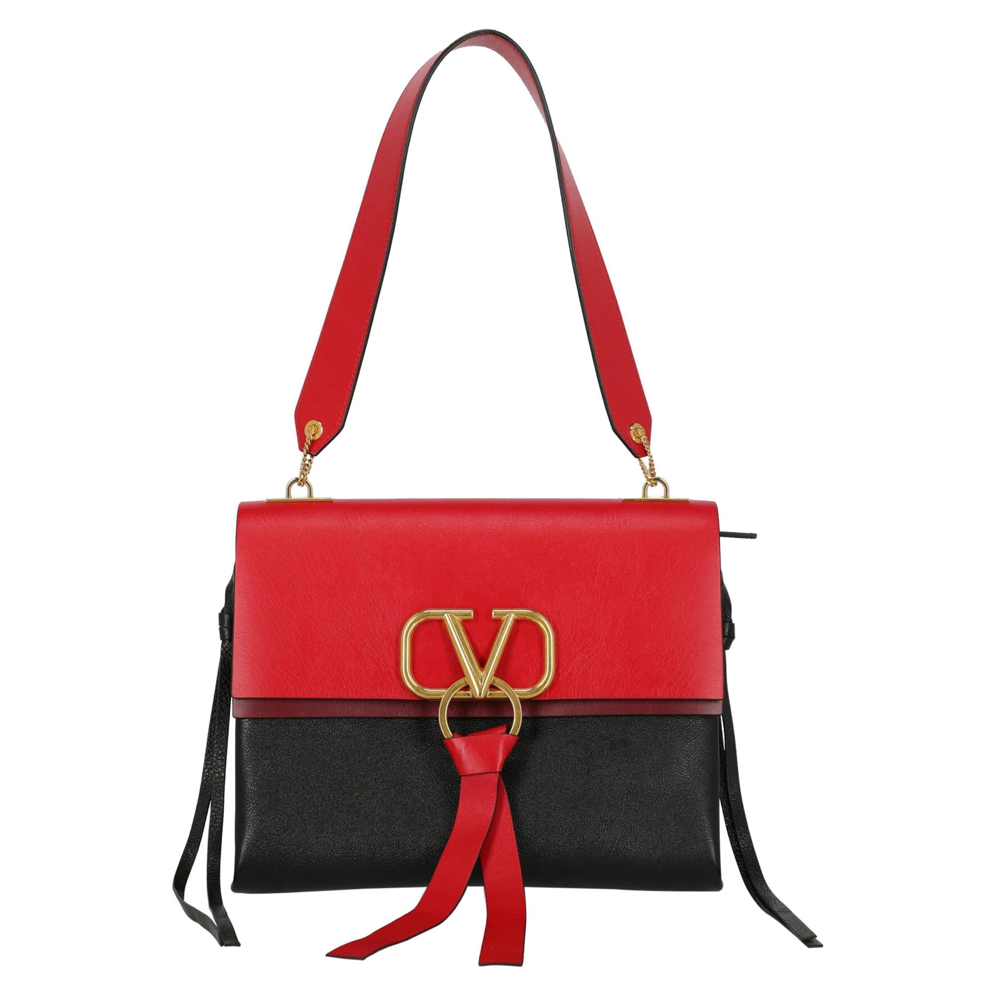 Valentino Medium Leather V-Ring Shoulder Bag