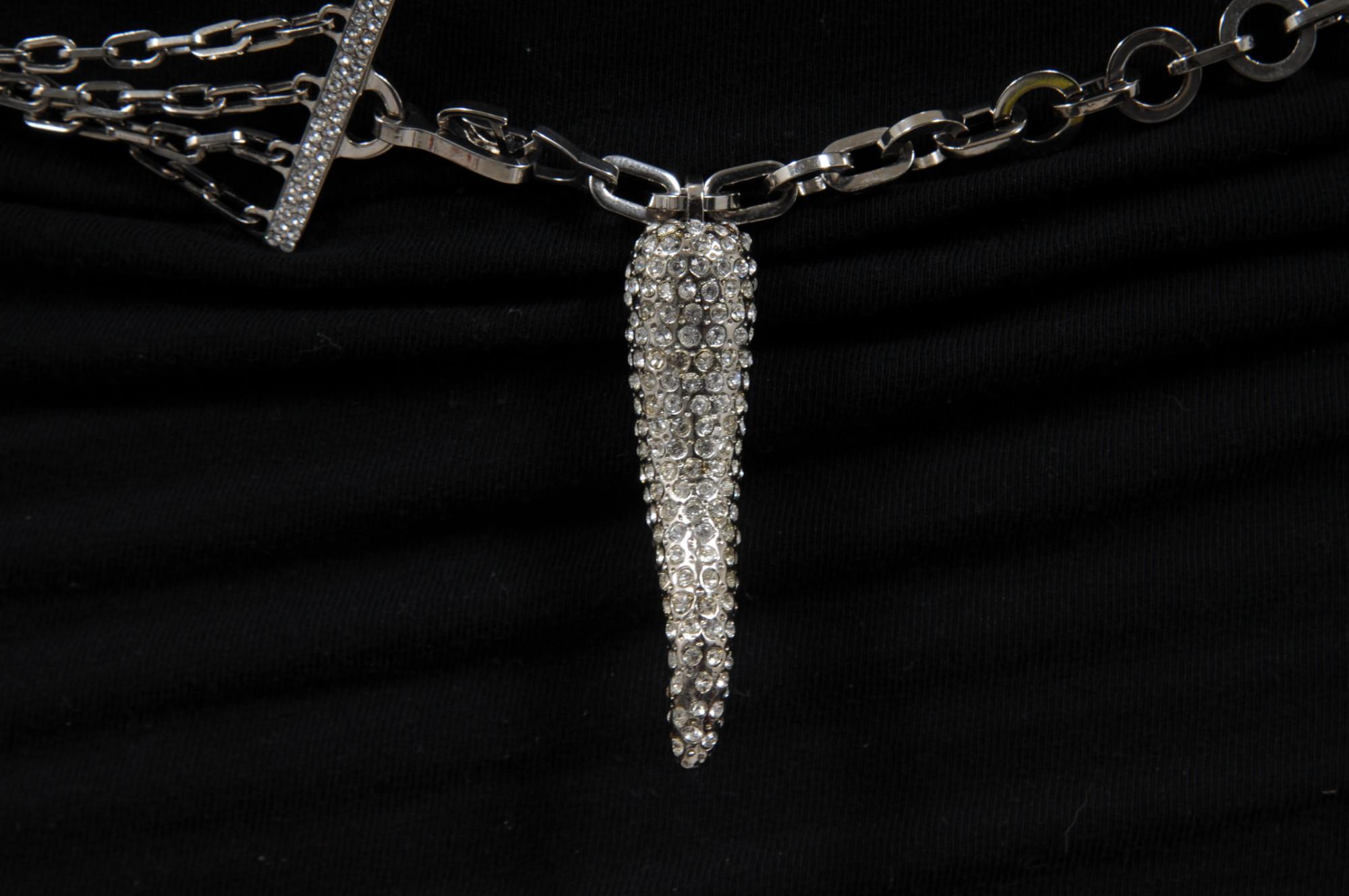 Valentino Donna Argento Cristallo A Link Cintura Vita Regolabile A. Silver In condizioni ottime in vendita a North Miami, FL