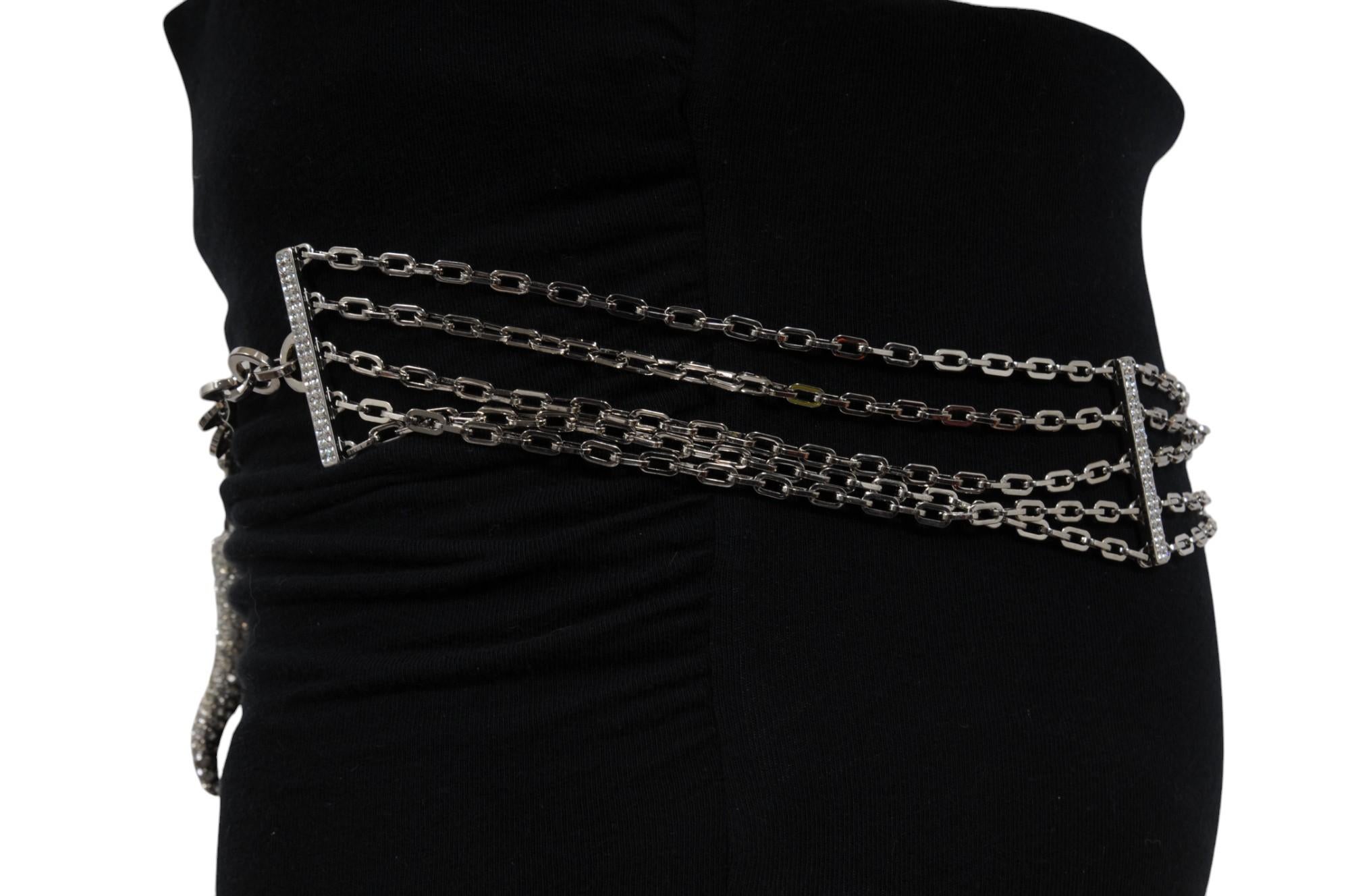 Valentino Donna Argento Cristallo A Link Cintura Vita Regolabile A. Silver in vendita 2