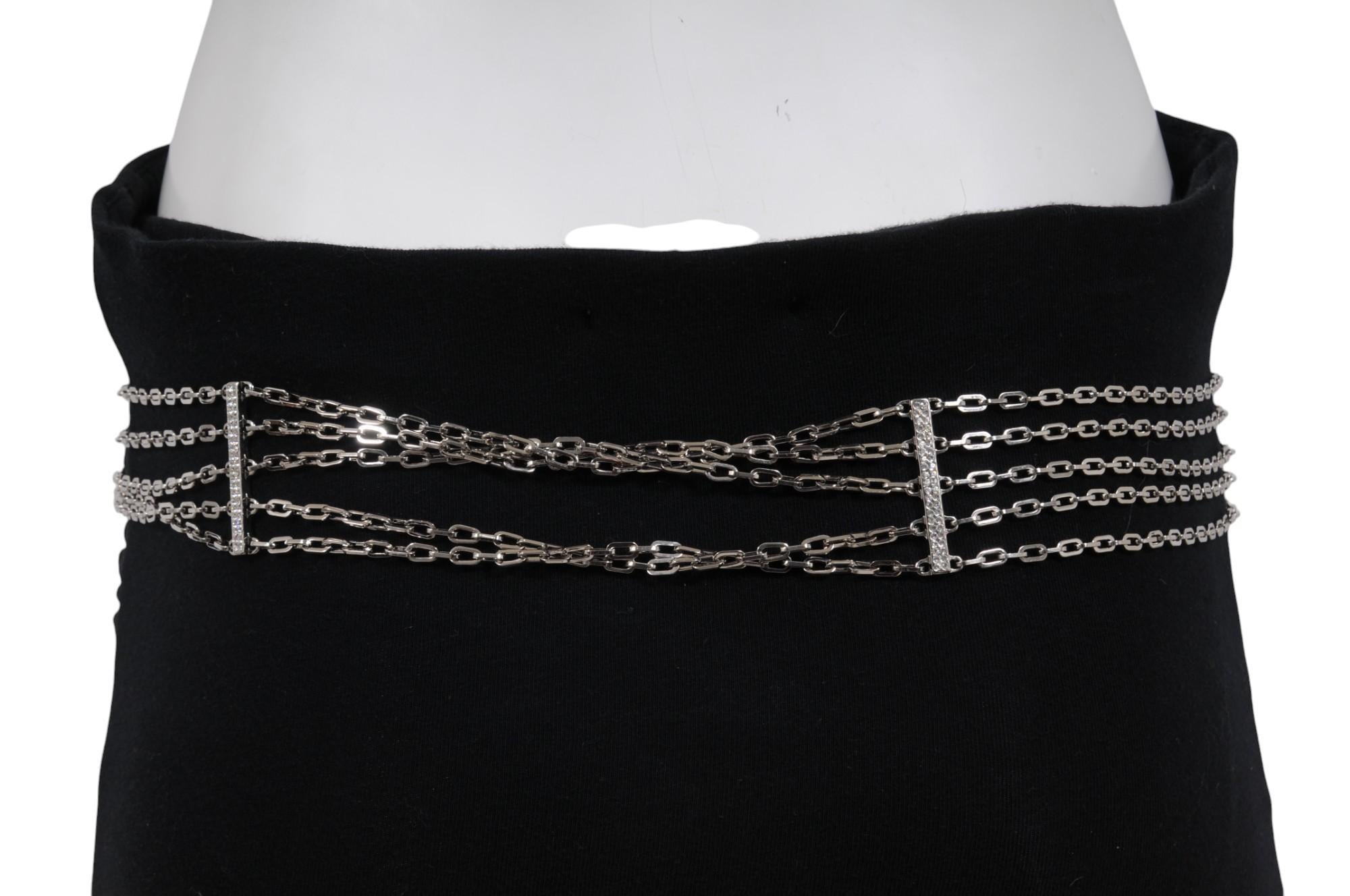 Valentino Donna Argento Cristallo A Link Cintura Vita Regolabile A. Silver in vendita 3