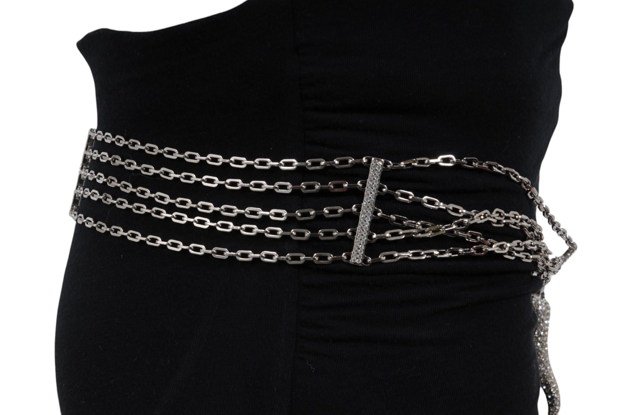 Valentino Donna Argento Cristallo A Link Cintura Vita Regolabile A. Silver in vendita 4