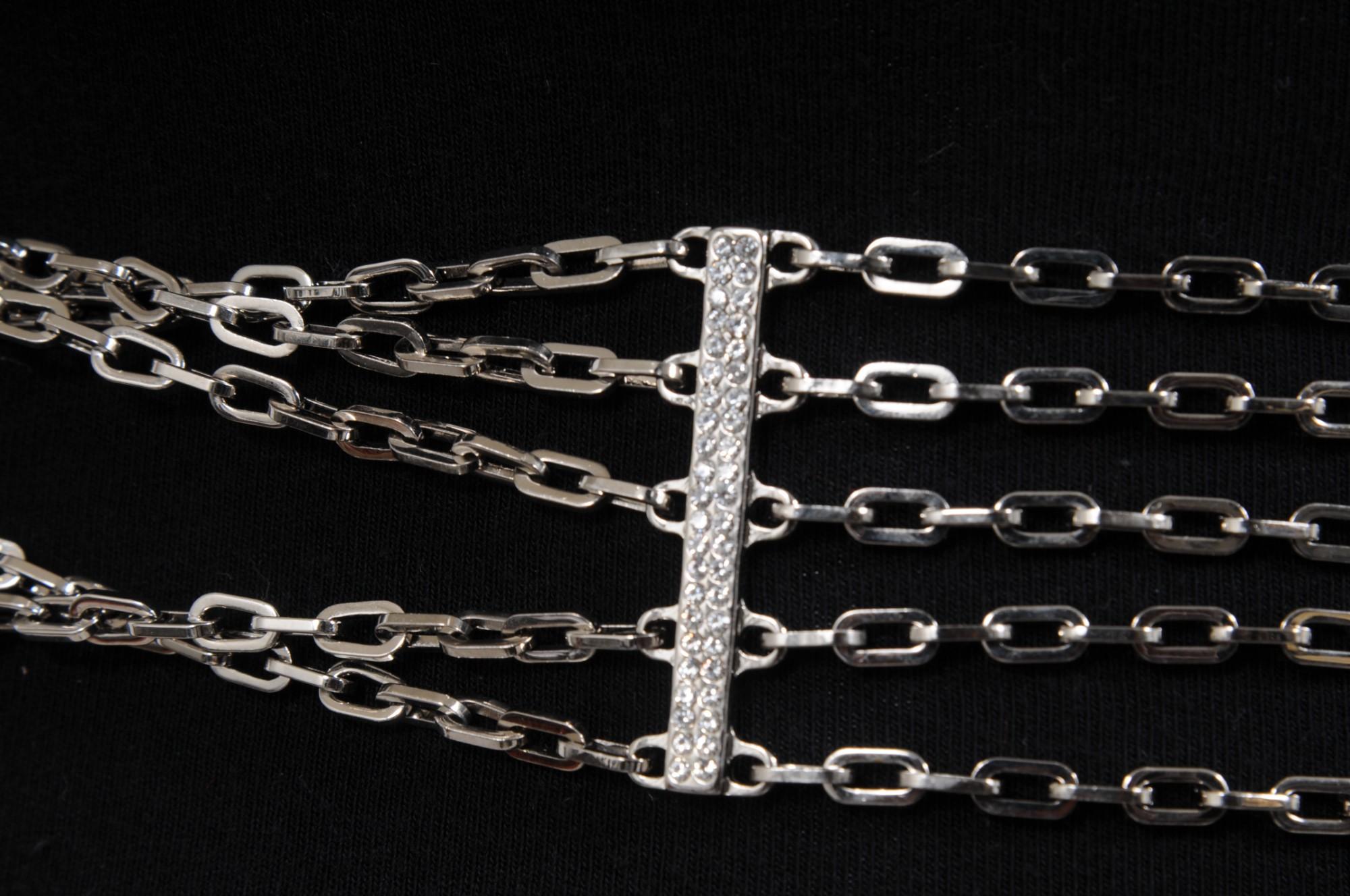 Valentino Donna Argento Cristallo A Link Cintura Vita Regolabile A. Silver in vendita 5