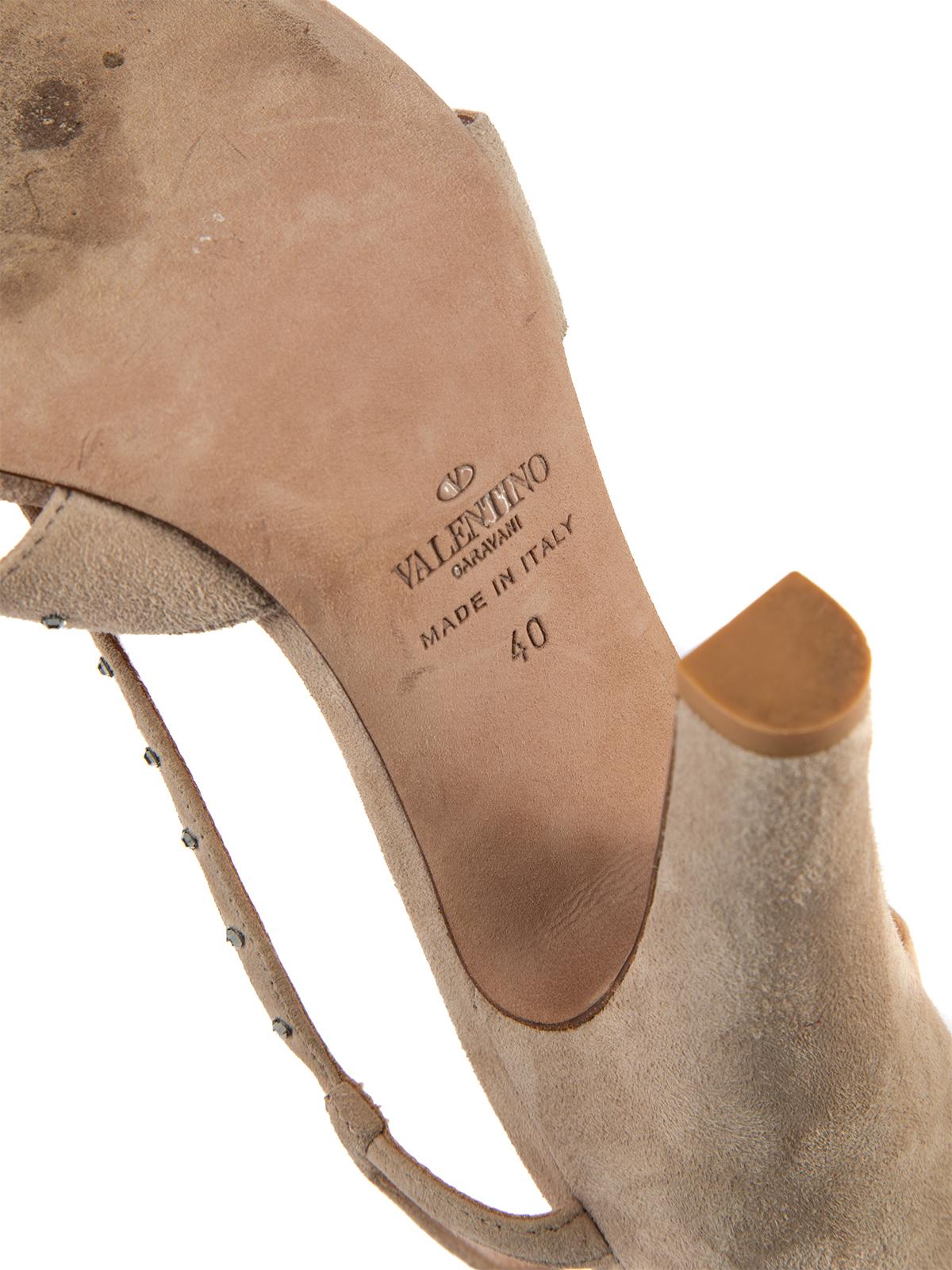 Valentino Women's Suede Peep Toe Heels with Studs 3