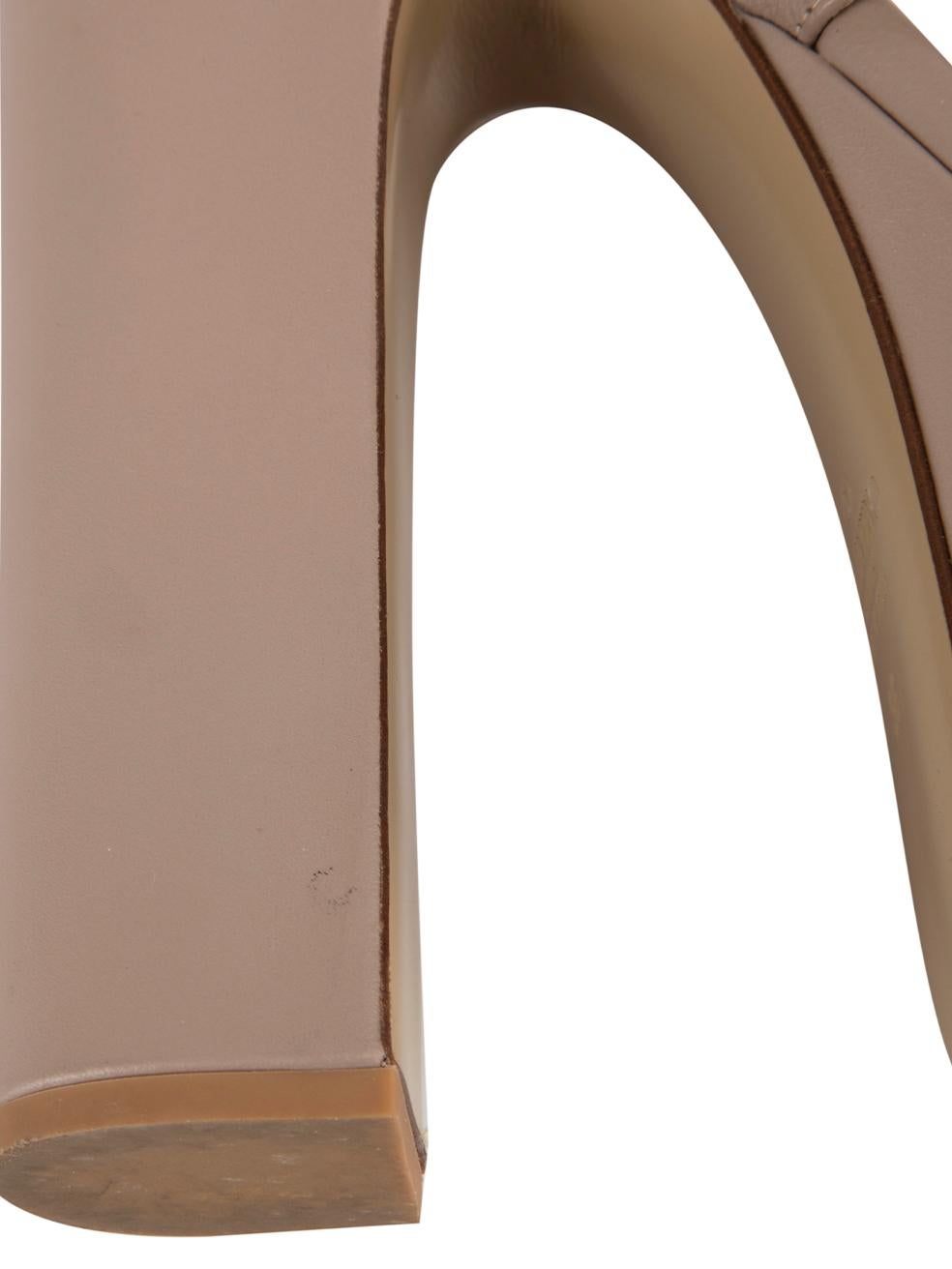 Valentino Women's Taupe Leather Rockstud 155 Platform Sandals 1