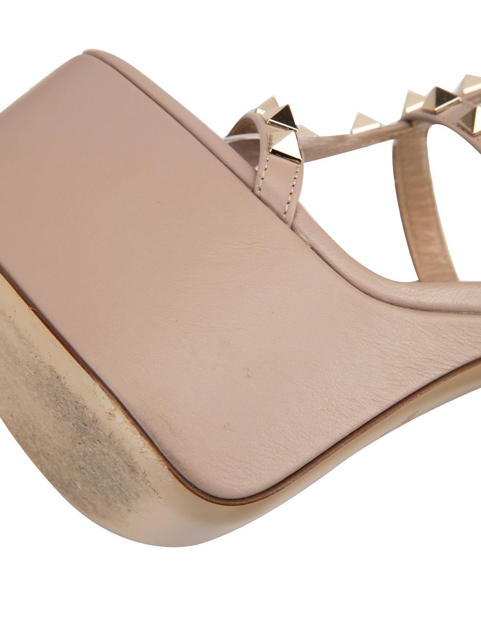 Valentino Women's Taupe Leather Rockstud 155 Platform Sandals 2