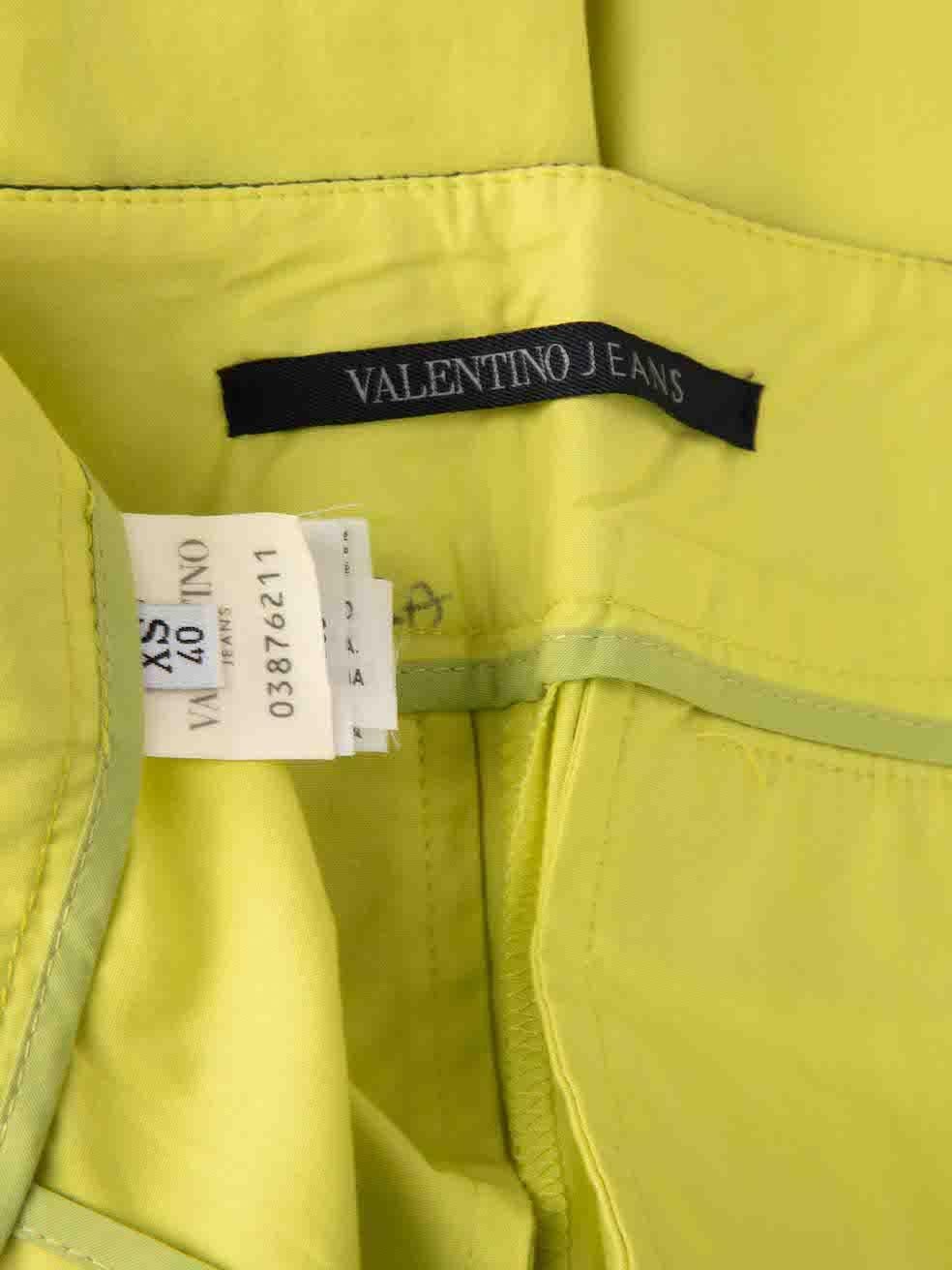 Valentino Women's Valentino Jeans Lime Green Leather Panelled Cropped Trousers 2