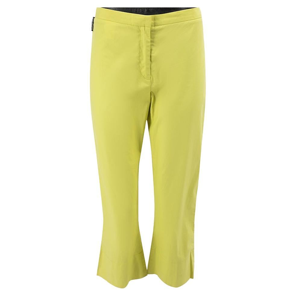 Valentino Women's Valentino Jeans Lime Green Leather Panelled Cropped Trousers