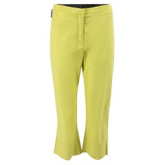 Valentino Women's Valentino Jeans Lime Green Leather Panelled Cropped Trousers