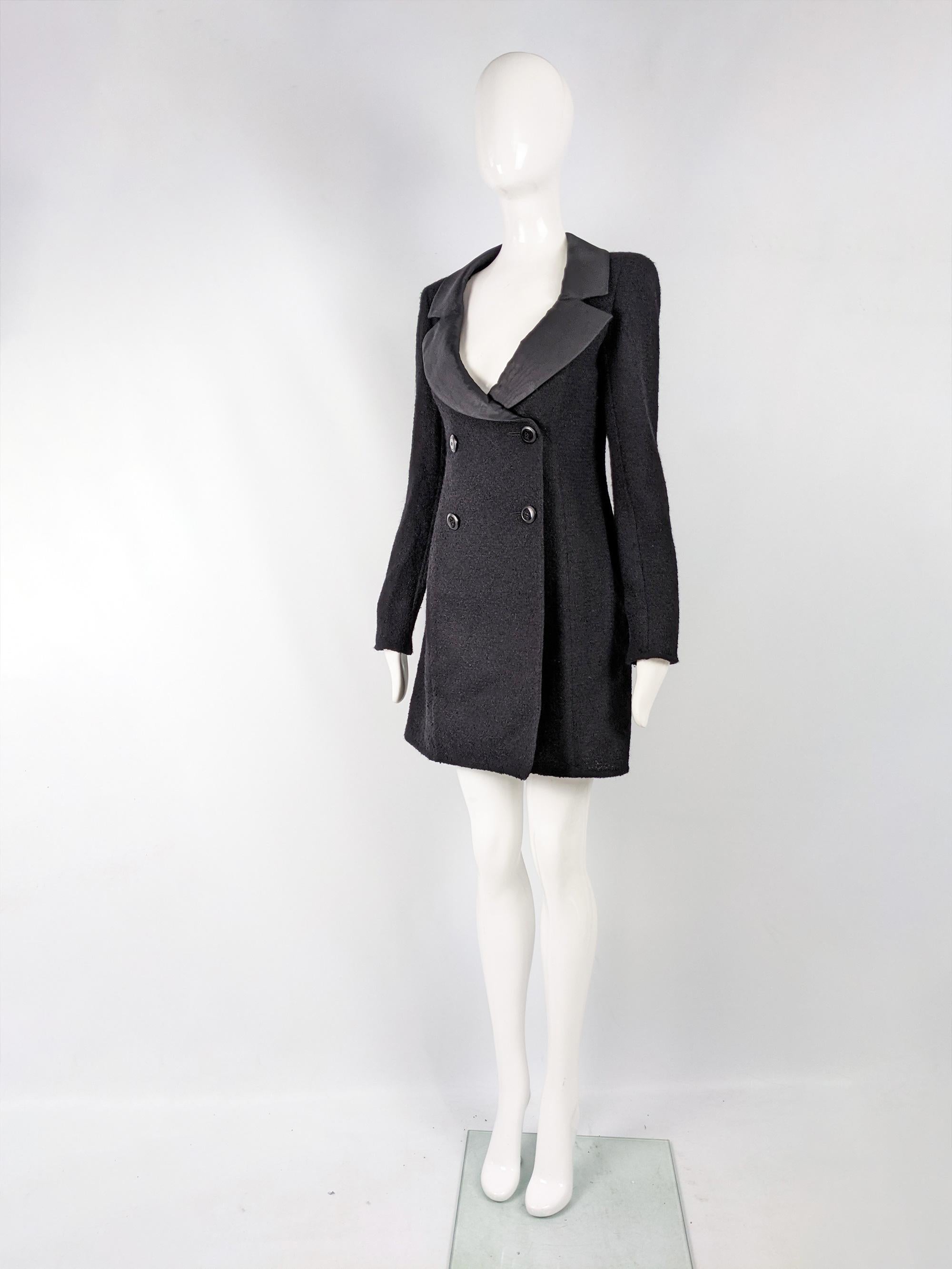 Valentino Womens Vintage Black Bouclé Tweed Blazer 1