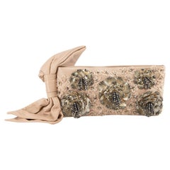 Valentino Women's Vintage Pink Leather Bow Detail Clutch