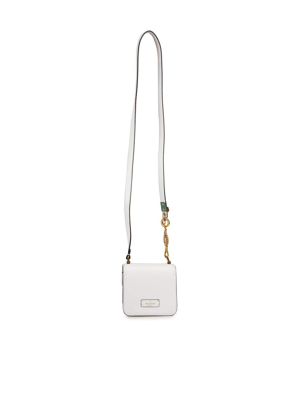 Valentino Women's White Leather VSling Micro Crossbody Bag In Good Condition In London, GB