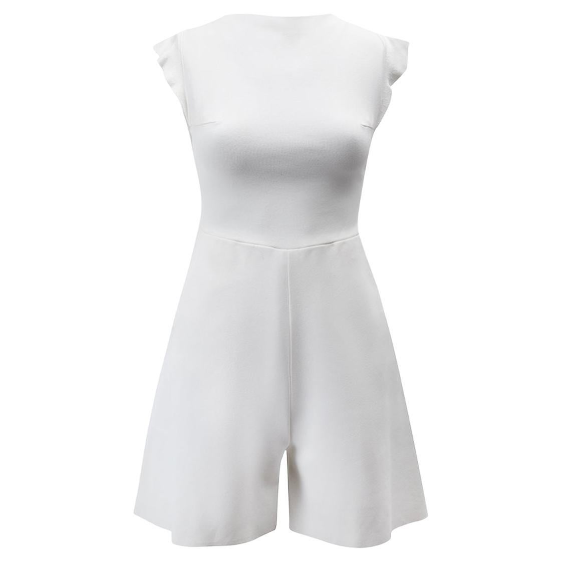 Valentino Women's White Ruffle Short Sleeve Playsuit