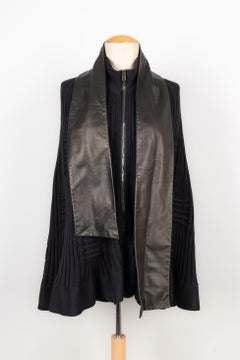 Valentino Wool Cape with Black Leather Ascot Tie