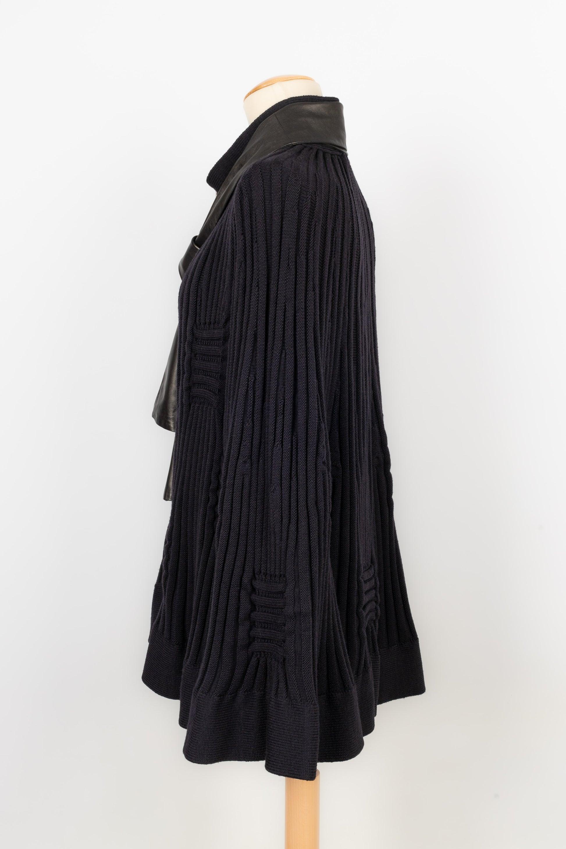 Women's Valentino Wool Cape with Black Leather Ascot Tie For Sale