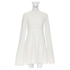 VALENTINO wool crepe cream beige cape back sheath cocktail dress IT36 XS