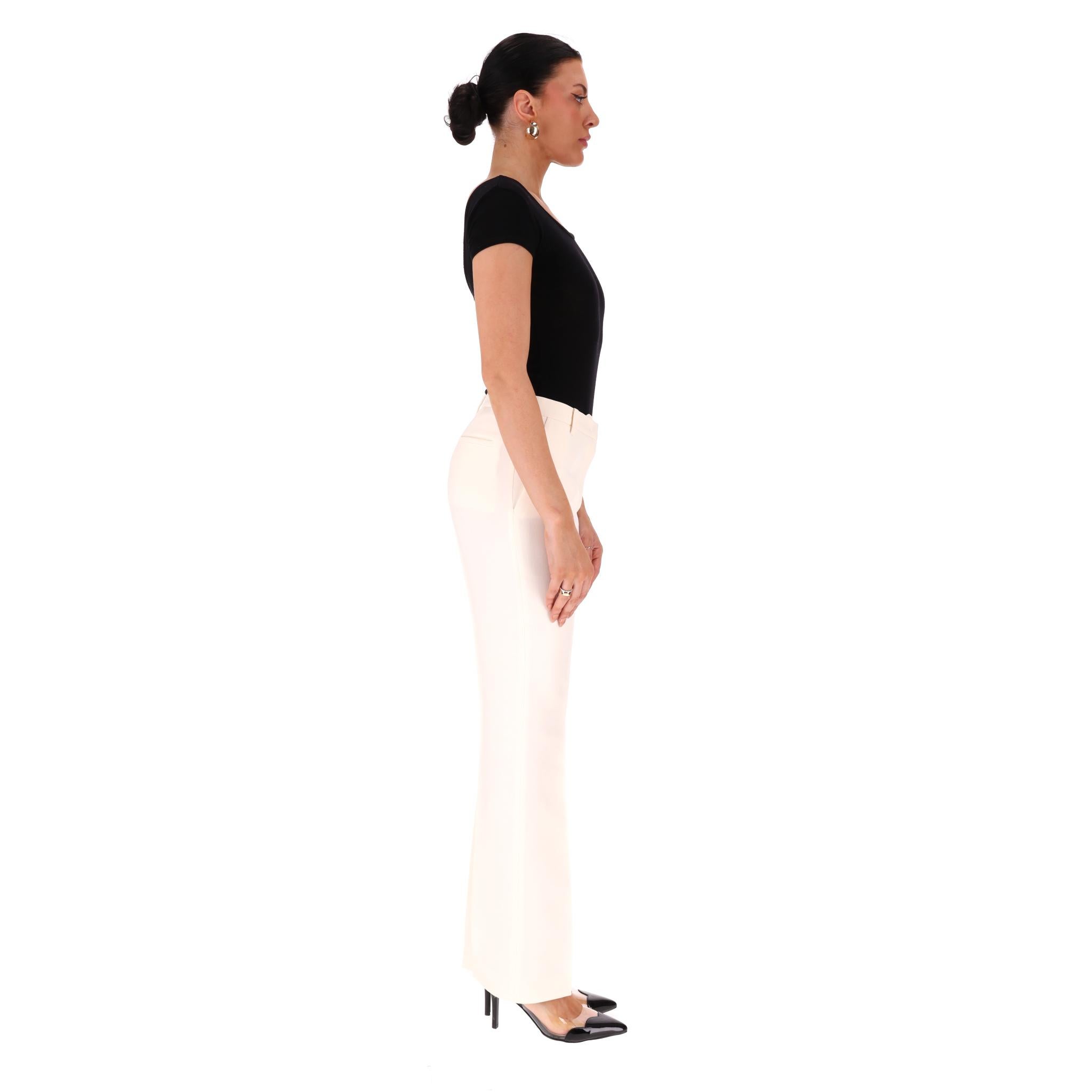 Blanc Valentino - Pantalon droit en laine et soie mélangées en vente