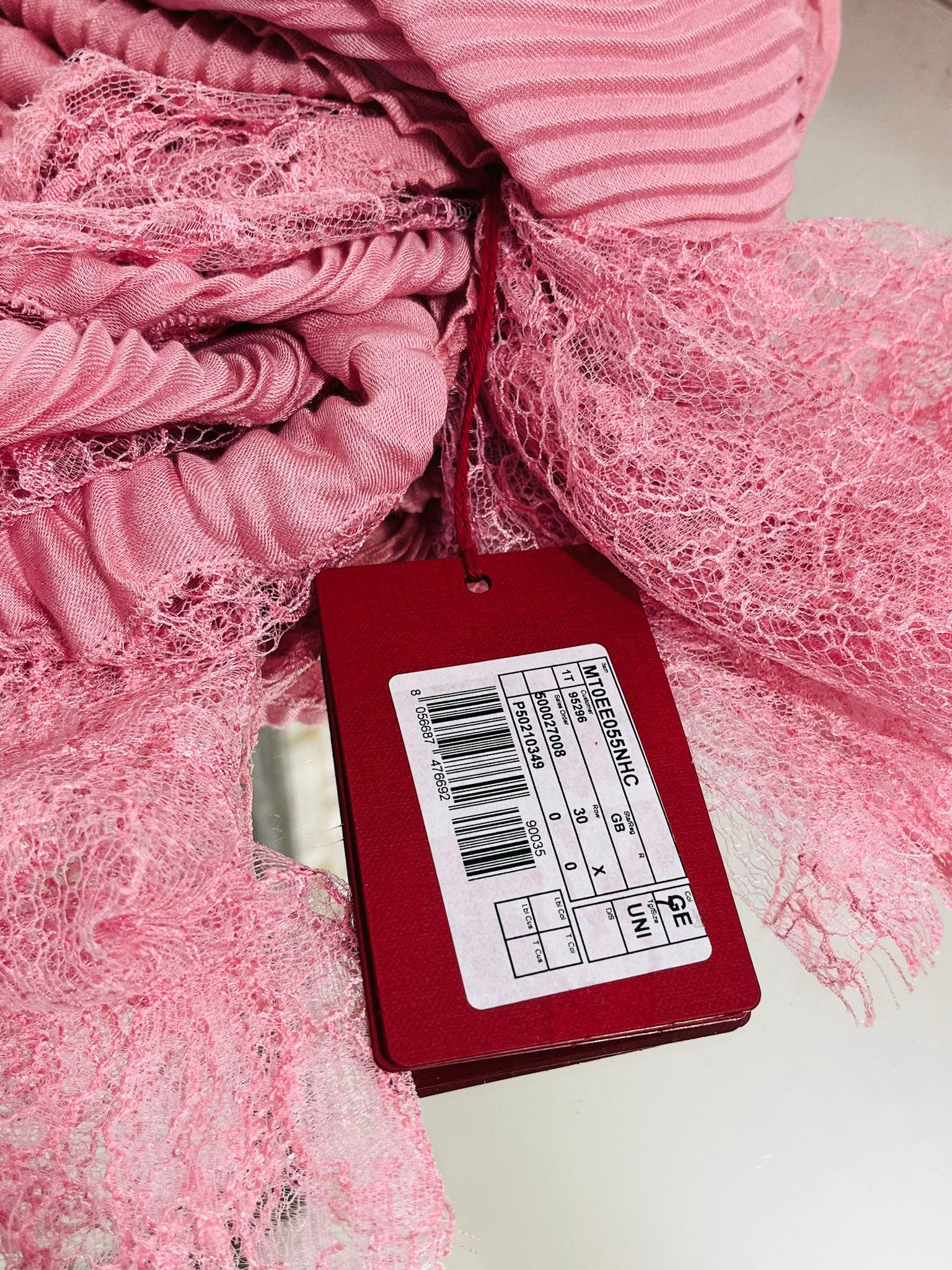 Valentino Wool, Silk & Cashmere Blend Lace Paneled Plisse Scarf 1