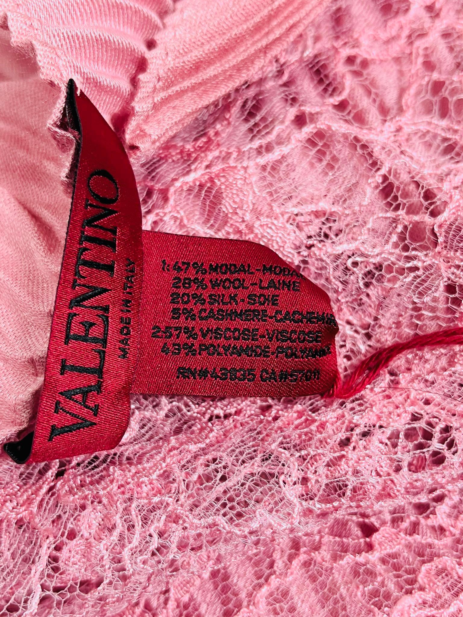 Valentino Wool, Silk & Cashmere Blend Lace Paneled Plisse Scarf 2