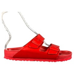 VALENTINO x BIRKENSTOCK Size 12 Red Leather Buckle Sandals