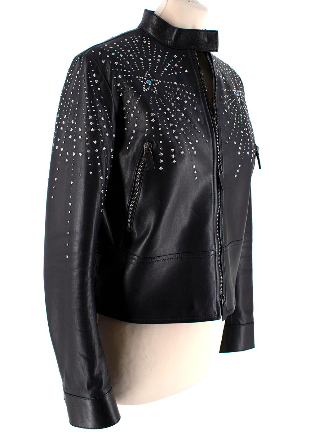 Women's Valentino x Goop Wonder Woman Black Stud Leather Jacket - Size US 6 For Sale