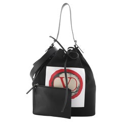 Valentino x Undercover Bucket Bag Printed Nylon Black