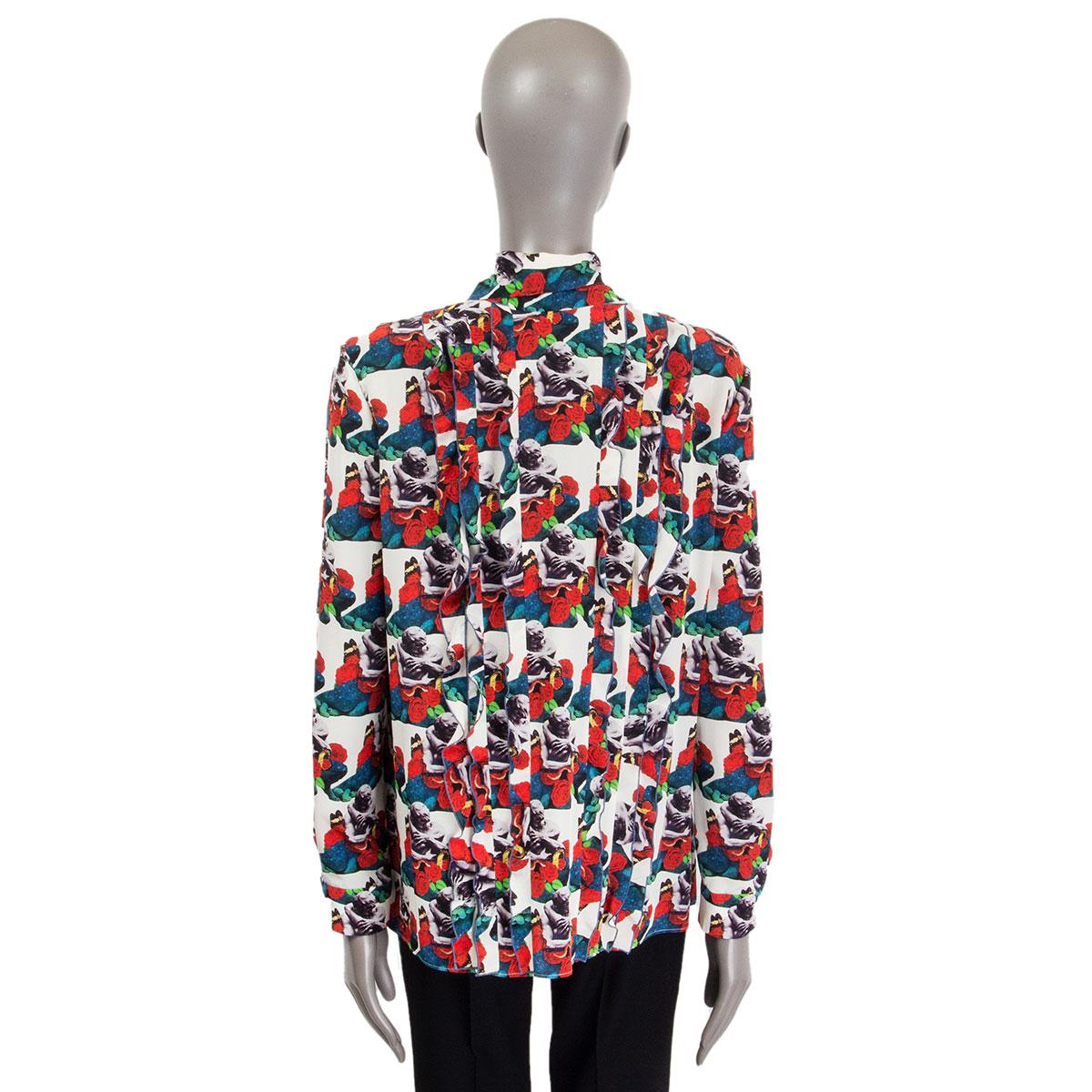VALENTINO x UNDERCOVER LOVER rotes Seidenhemd mit PRINTED PUSSY BOW Bluse Shirt 42 M im Zustand „Hervorragend“ in Zürich, CH