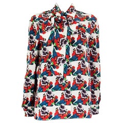 VALENTINO x UNDERCOVER LOVER red silk PRINTED PUSSY BOW Blouse Shirt 42 M