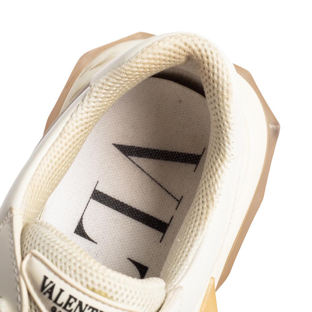 Valentino x Undercover White Leather Chain Rose Print Bounce Sneakers Size 39 In Good Condition In Dubai, Al Qouz 2