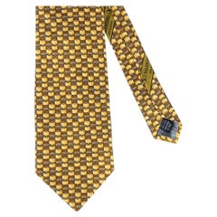 VALENTINO Yellow Brown Abstract Silk Tie