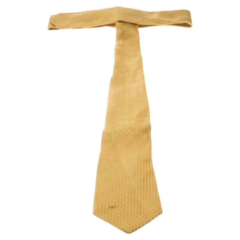Valentino Yellow Dotted Patterned Silk Jacquard Tie