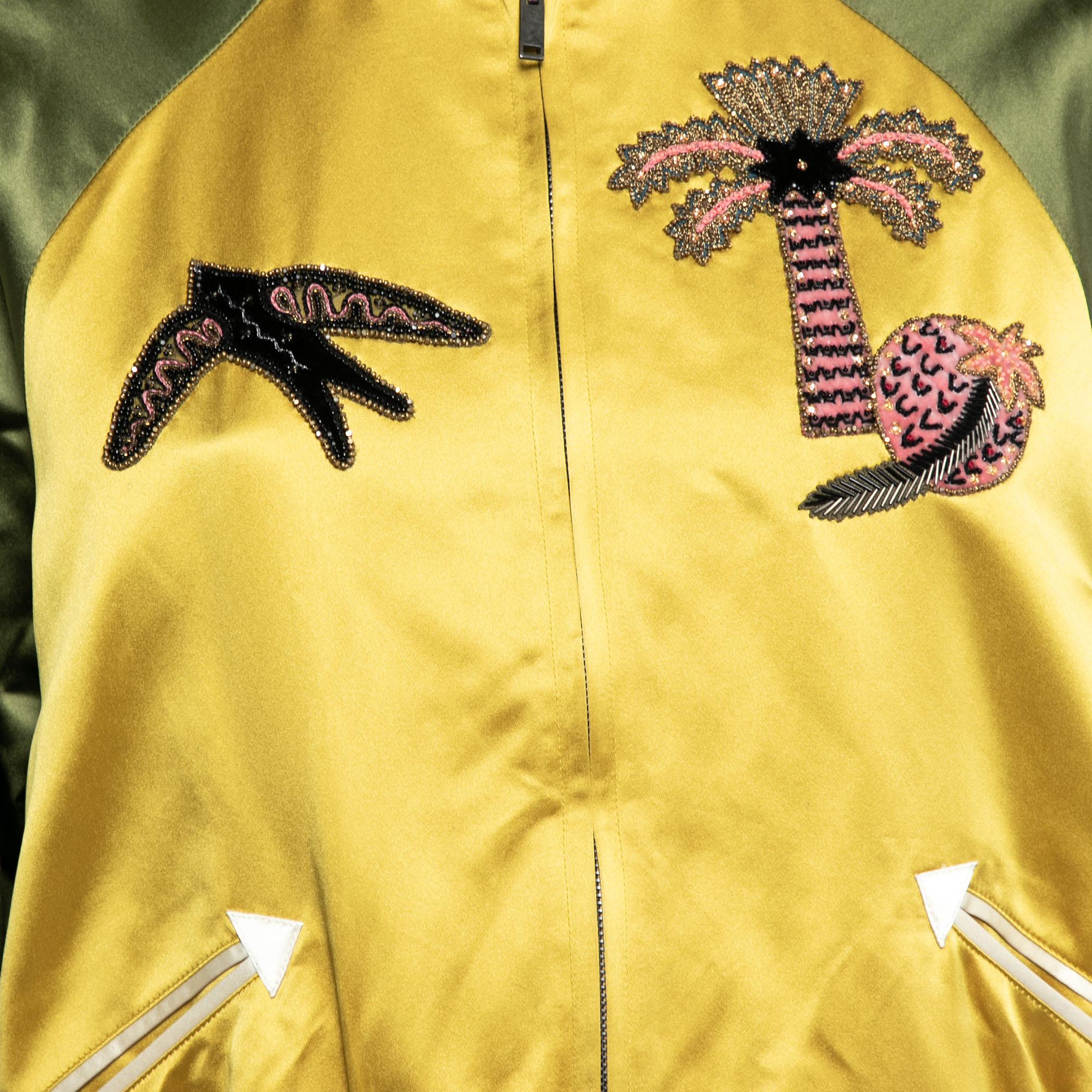 glamorous floral embroidered bomber jacket