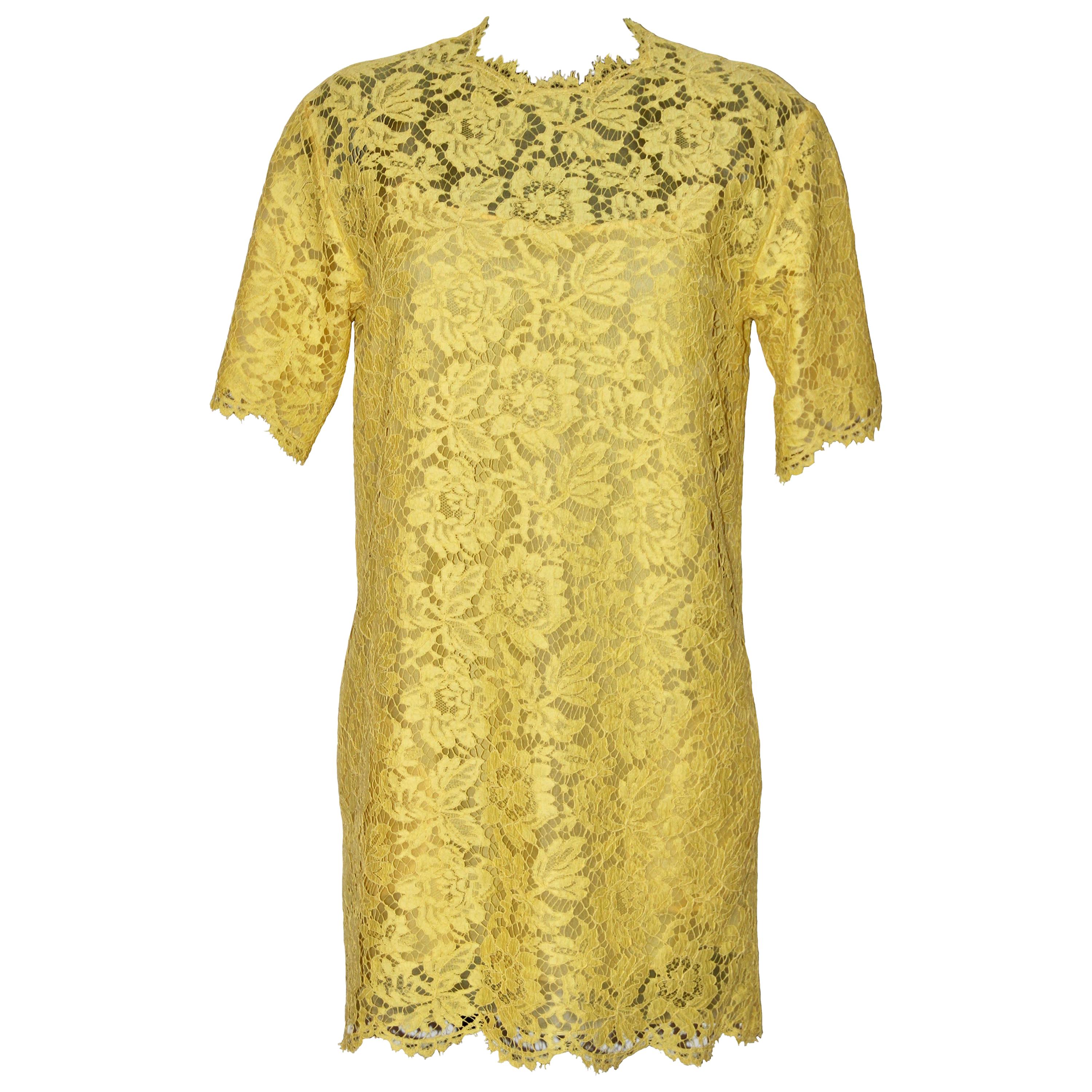 Valentino Yellow Lace Dress