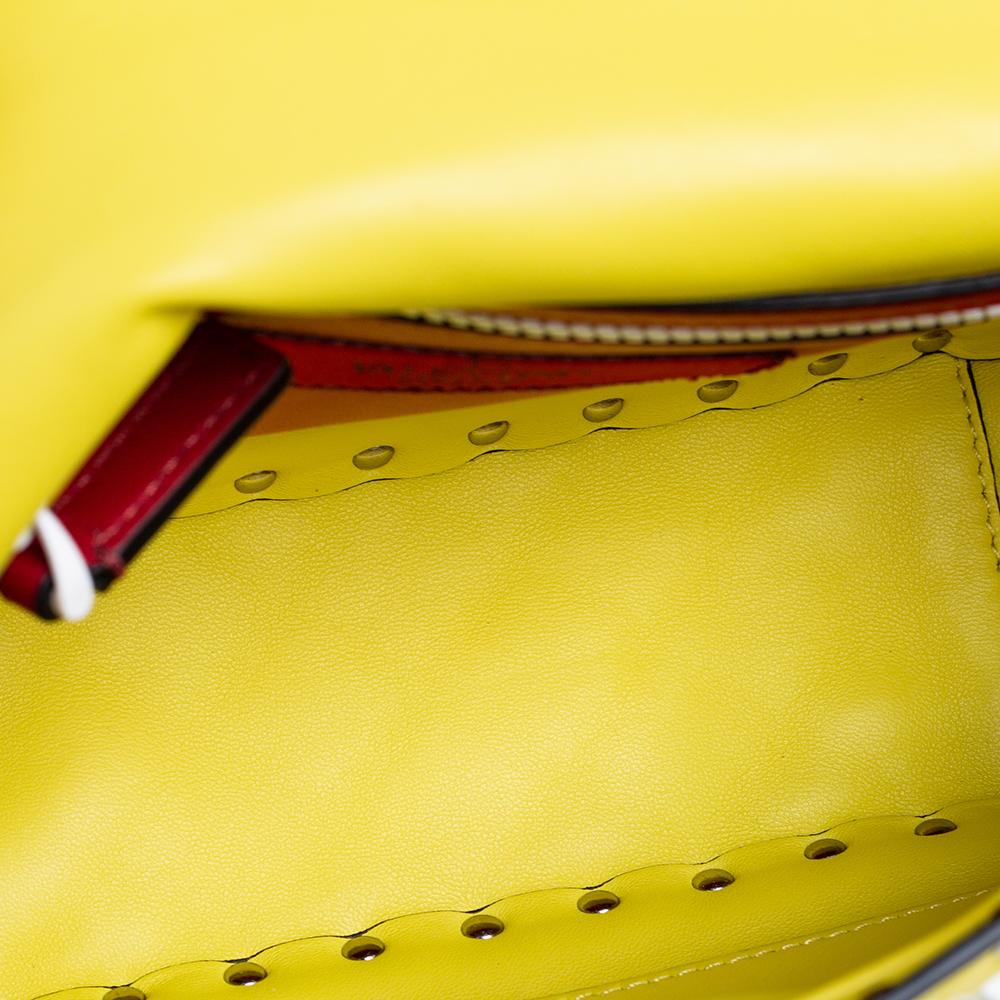 Valentino Yellow Leather Medium Rockstud Spike Top Handle Bag 2