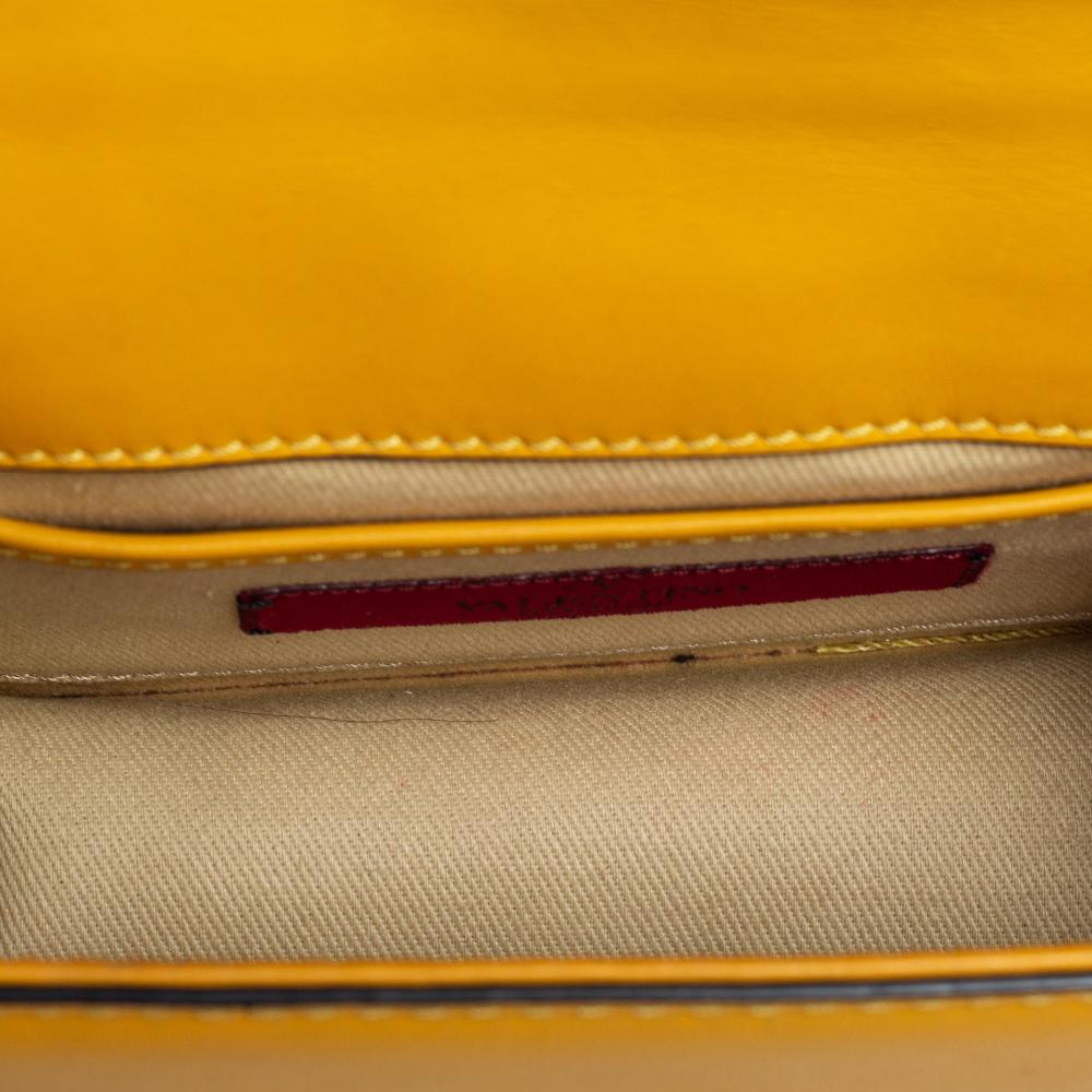 Women's Valentino Yellow Leather Mini Glam Lock Flap Shoulder Bag