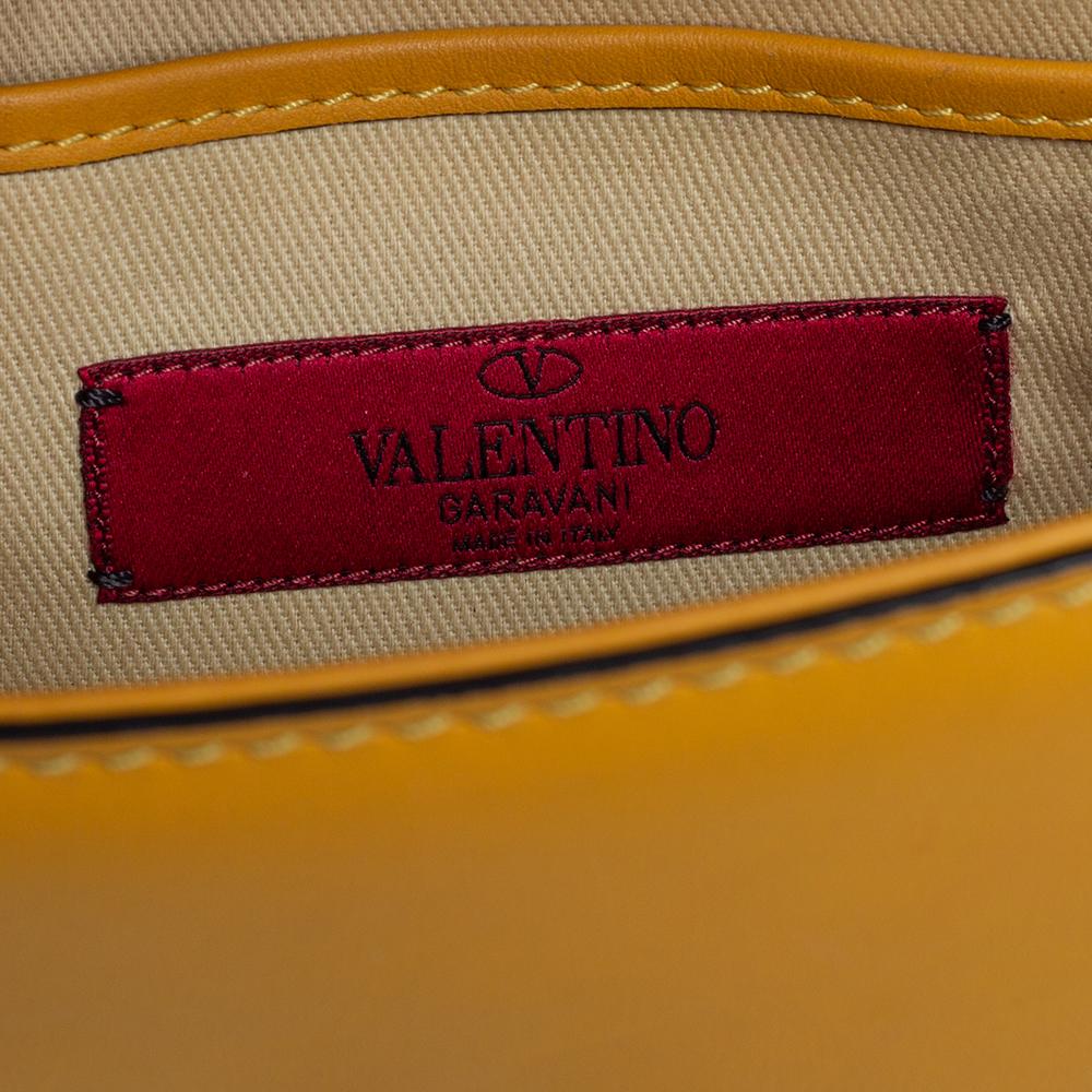 Valentino Yellow Leather Mini Glam Lock Flap Shoulder Bag 1