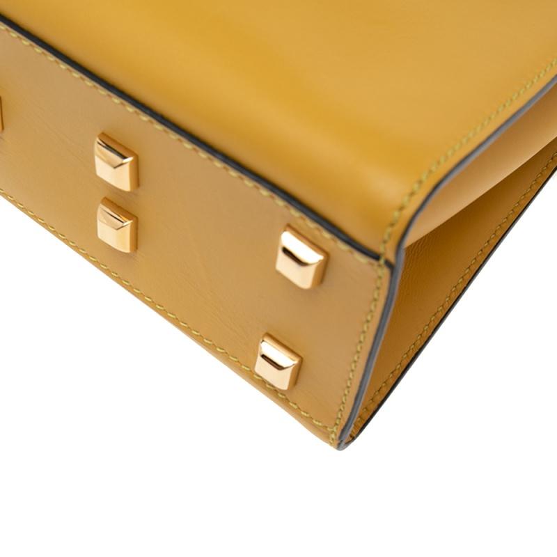 Valentino Yellow Leather My Rockstud Top Handle Bag 3