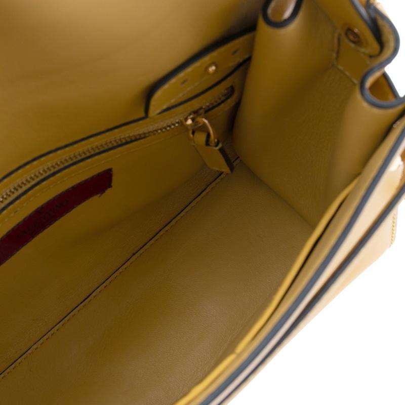 Valentino Yellow Leather My Rockstud Top Handle Bag 4