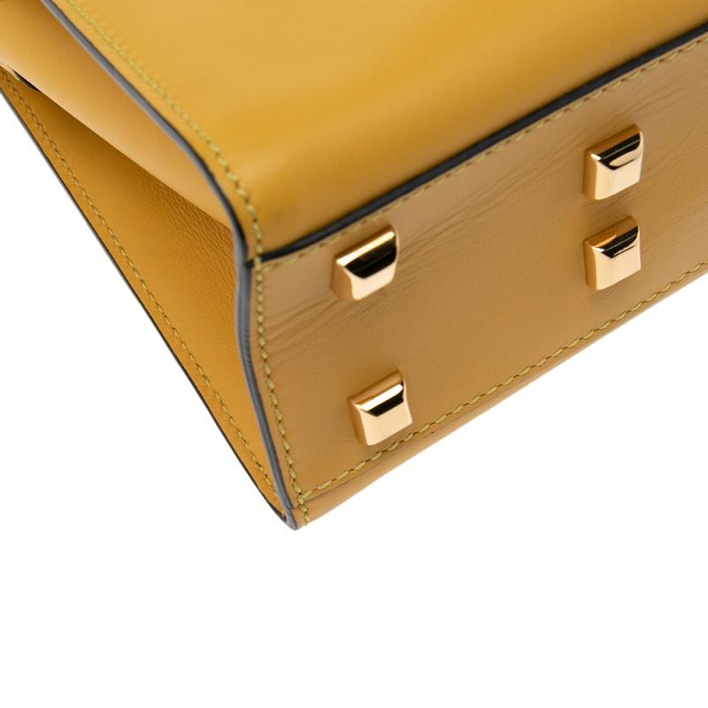 Valentino Yellow Leather My Rockstud Top Handle Bag 2