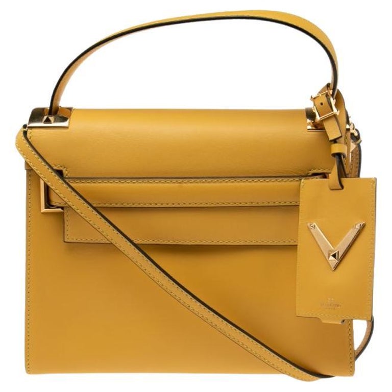 Yellow Leather My Rockstud Top Handle at