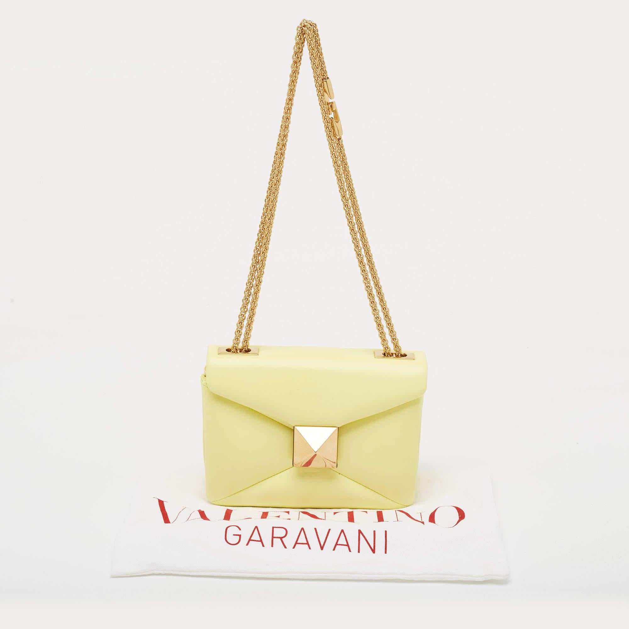 Valentino Yellow Leather One Stud Chain Bag 9