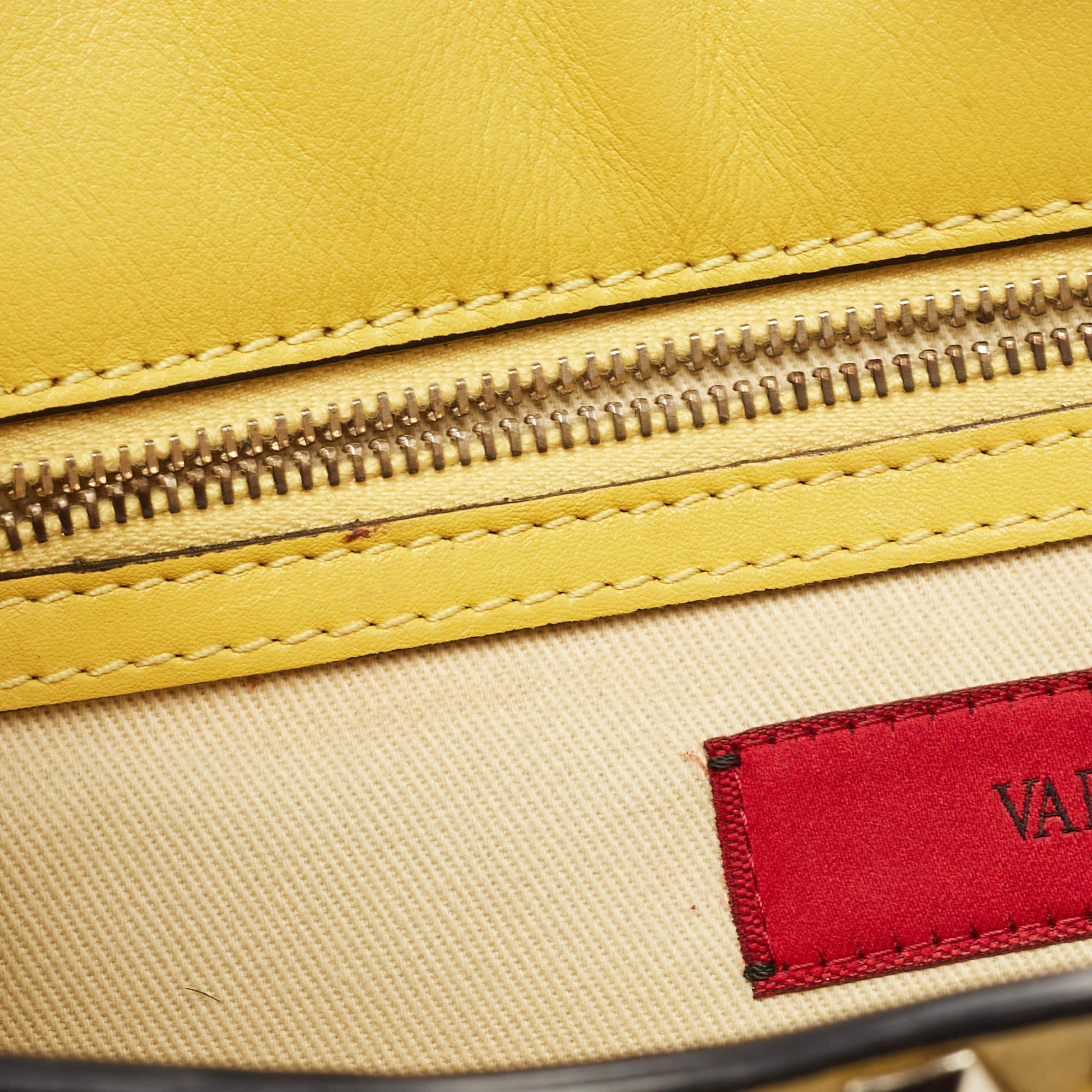 Valentino Yellow Leather Rockstud Trapeze Shoulder Bag 8